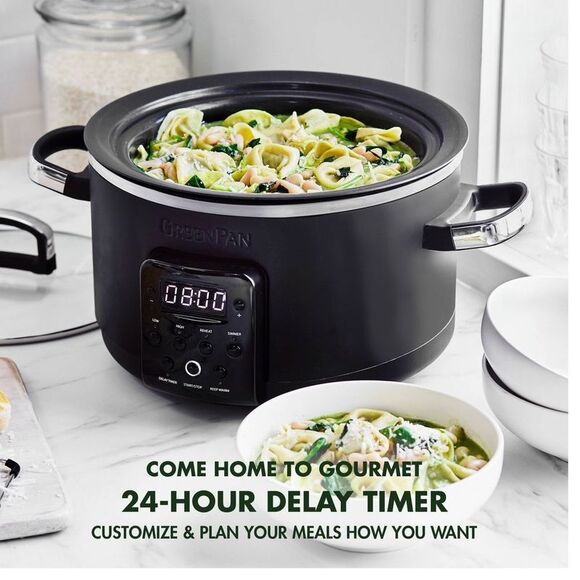 GreenPan - 4QT Slow Cooker Matte Black PFAS-Free Cer Black - Picture 6 of 9